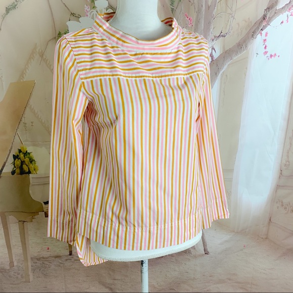 NEW J Crew Poplin Boatneck Candy Stripe Blouse - Picture 5 of 11